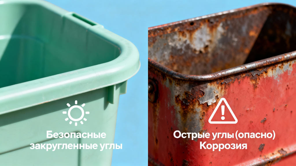 отсутствие острых кромок у пластиковой тары