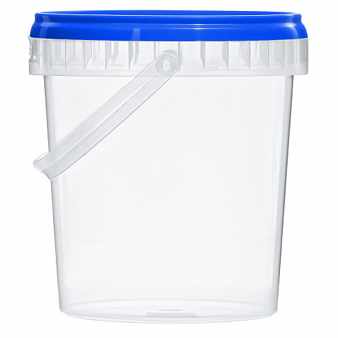 прозрачное ведро 0,85 л с синей крышкой