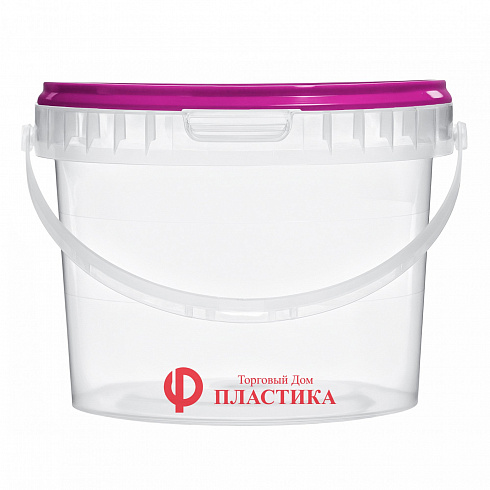 прозрачное ведро 2,3 л с фиолетовой крышкой