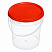 прозрачное ведро 1,1 л пластиковое с красной крышкой