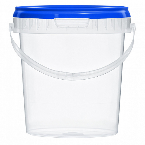 прозрачное ведро 0,85 л с синей крышкой