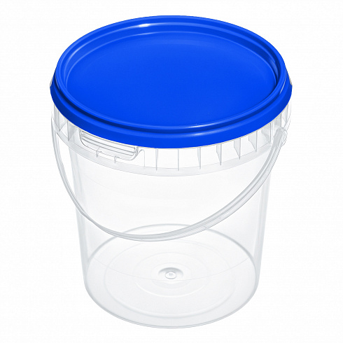 прозрачное ведро 0,85 л с синей крышкой